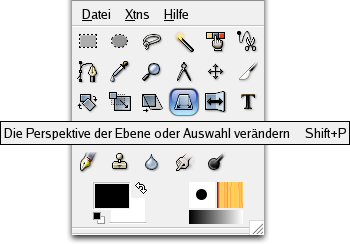 Das Werkzeug Perspektive im Werkzeugfenster